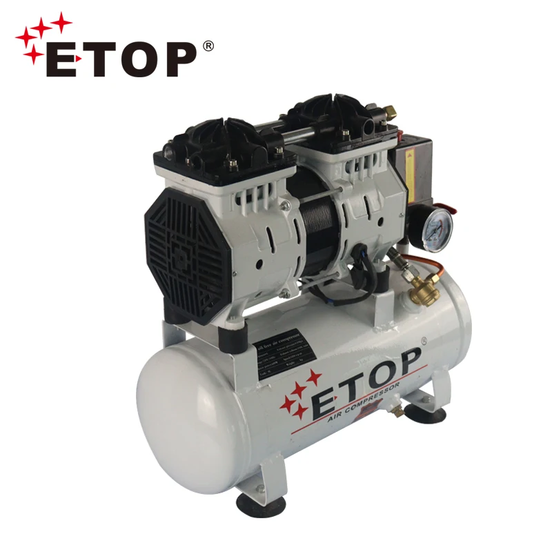 ETOP 100% Silent Oil Free 600W 9L Air Compressor machines for Industry and Home cheap price portable air compressor