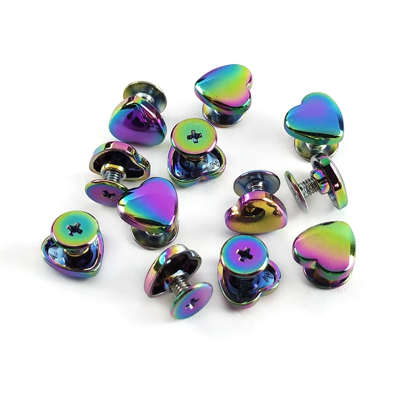 Deepeel KY621 Bag Hardware Handbag Accessories Purse Studs Button Nail Buckle Rainbow Heart Rivet Screw