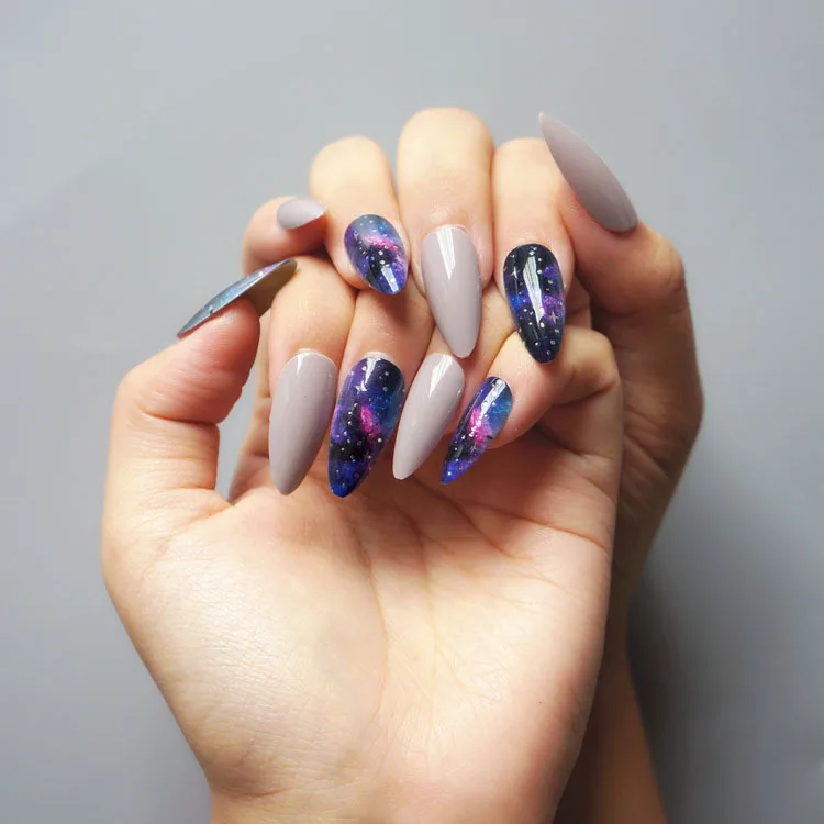 Wholesale  European And American Style Wearing Nails 24pcs/BOX Artificial Fingernails Gilt Droplet Fake Nails