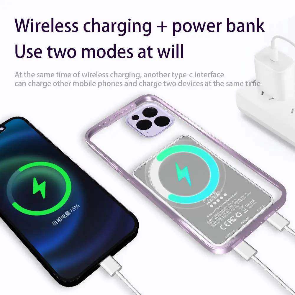 Mini magnetic wireless charger power bank magnets wireless charging power bank 20w magnetic wireless power bank for smart phone