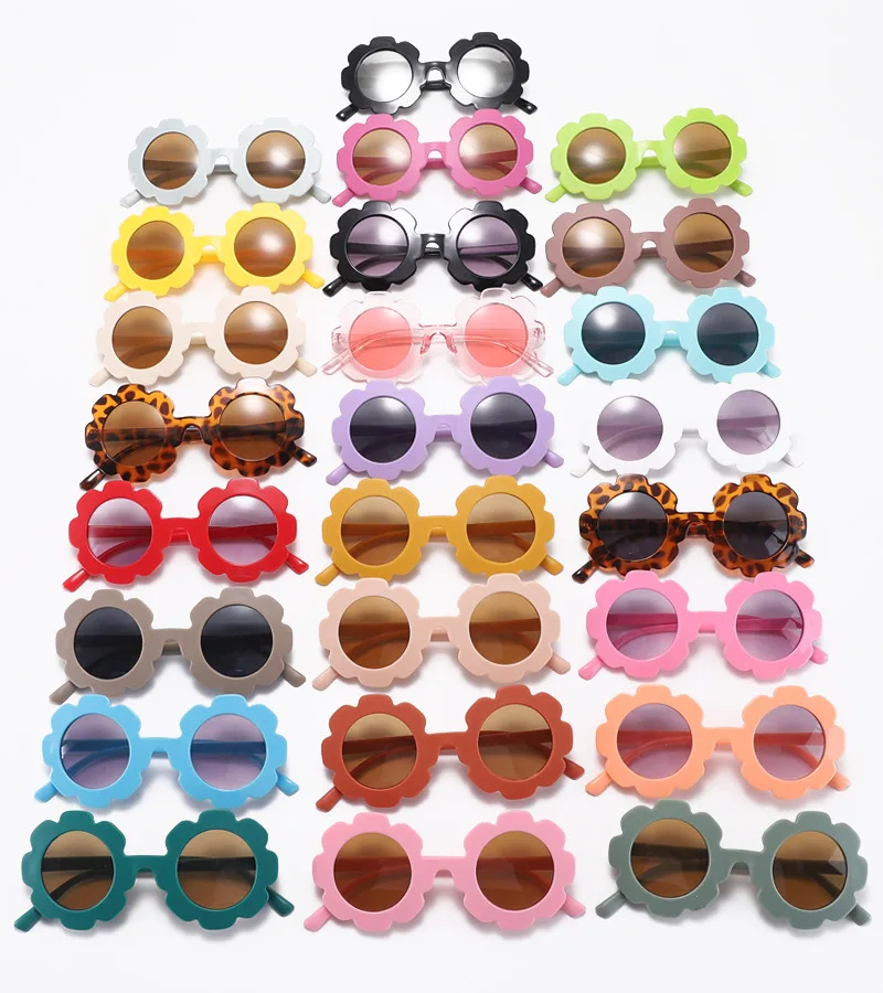 3-12 years old trendy children flower sunglasses kids round little girls with toddler kids sun glasses uv400