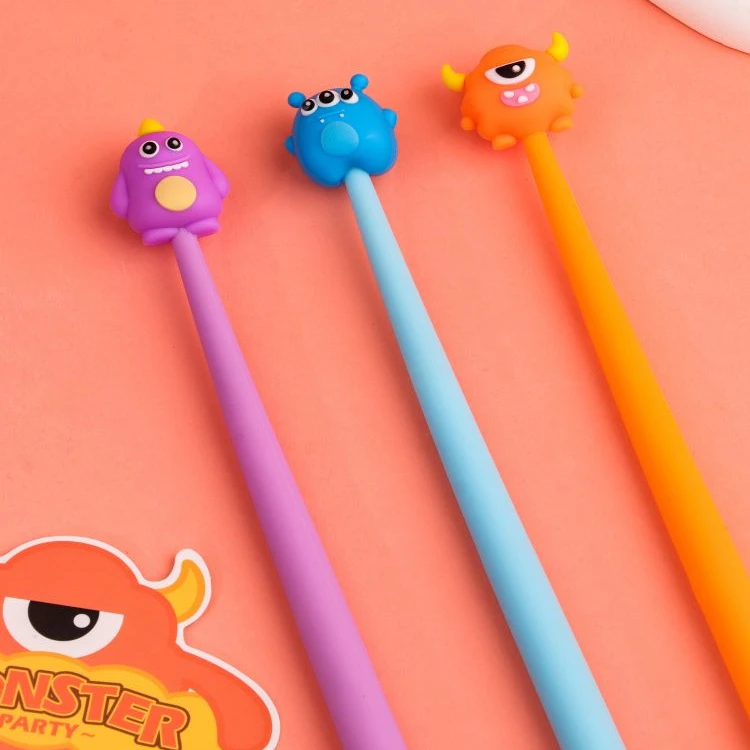Hot selling 0.5mm Grotesque cartoon gel shaker pen student office supplies promotional black gel pen with custom logo