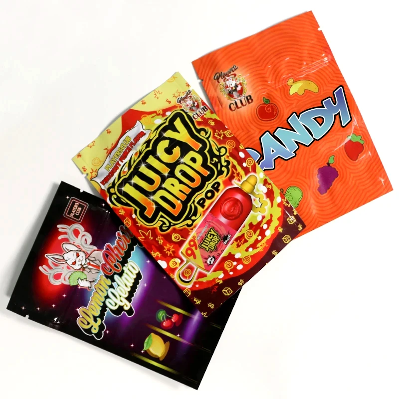Custom design printed tea Top candy stand up pouch matte plastic bag resealable 3.5g 7g 14g 1lb food powder mylar zipper bags