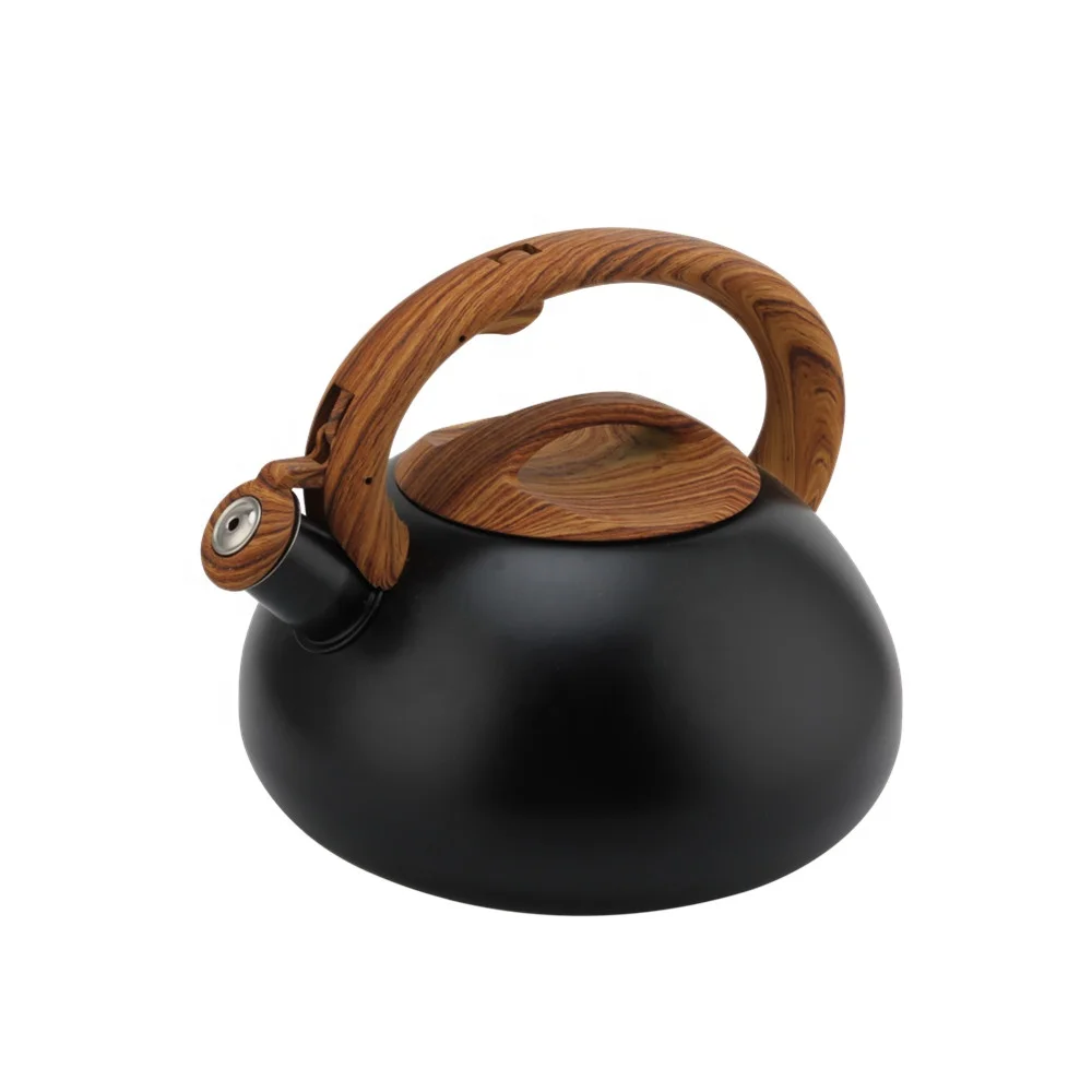 Food Grade Stainless Steel Hot Water, Fast to Boil, Cool Touch Handle, 2.5 Quart, Black, Whistling Stovetop Tea Kettle