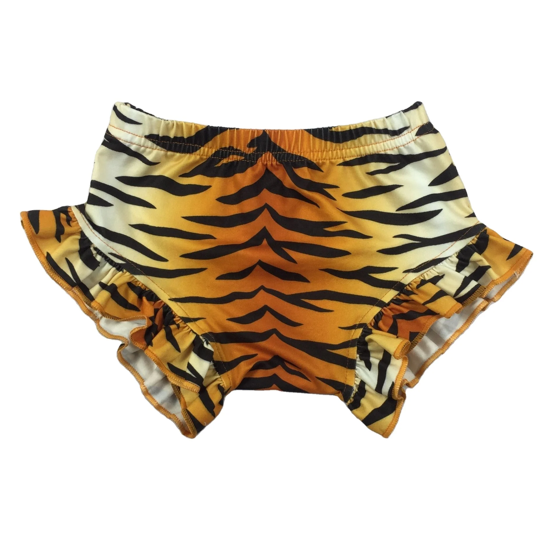 
RTS No MOQ 0-4T Wholesale Cheap Kids Boutique New Design Print Ruffle bloomer Soft Milk Silk Baby Girls Bummies 