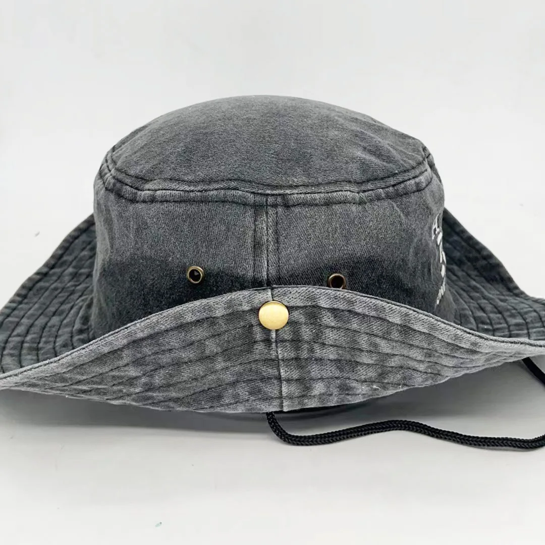 Wide Brim Fisherman Bucket Hat For Men With Custom Logo Outdoor Boonie Fishing Hat Vintage Cotton Washed Fisherman Cap