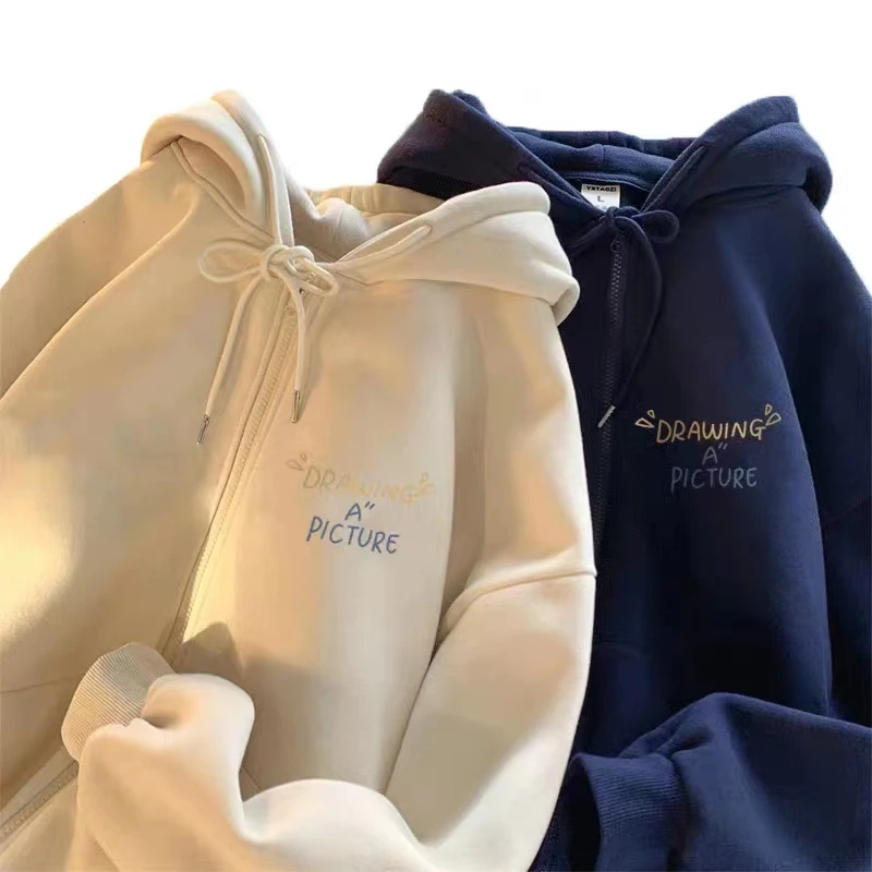 2023 Zipper Thick Blank Long Sleeve Sport Wear Heavyweight Knit Plain Fleece Hoodies For Women