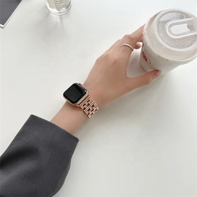 Factory directly supply price Watch band Fashion IP plated silver 304  316 stainless steel band with jewelry buckle