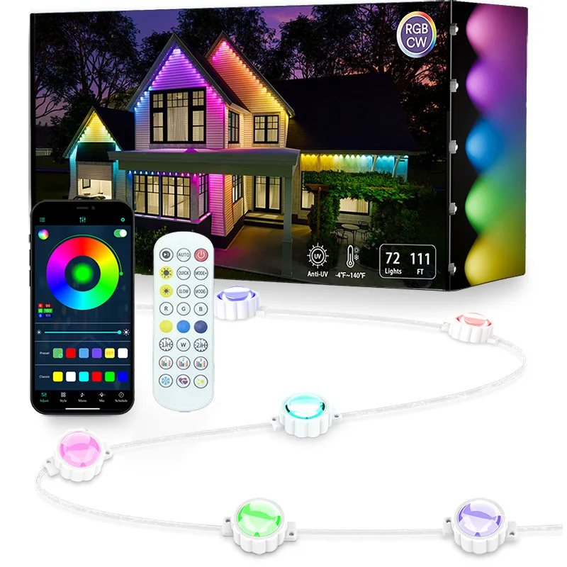 RGB Светодиодные шарики карниза несколько цветов синхронизированные с музыкальным ритмом Перманентный наружный помощью беспроводного управления приложением