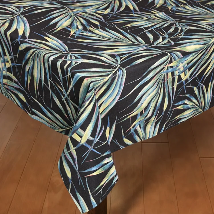 Black Leaves Fabric Tablecloth Custom Print Dinner Table Cover Rectangle Desk Cloth Covers Waterproof Table Cloth Mat