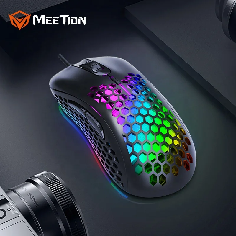 MEETION free cheap honeycomb ergonomic silent magic rgb wired usb gaming mouse for pc computer laptop