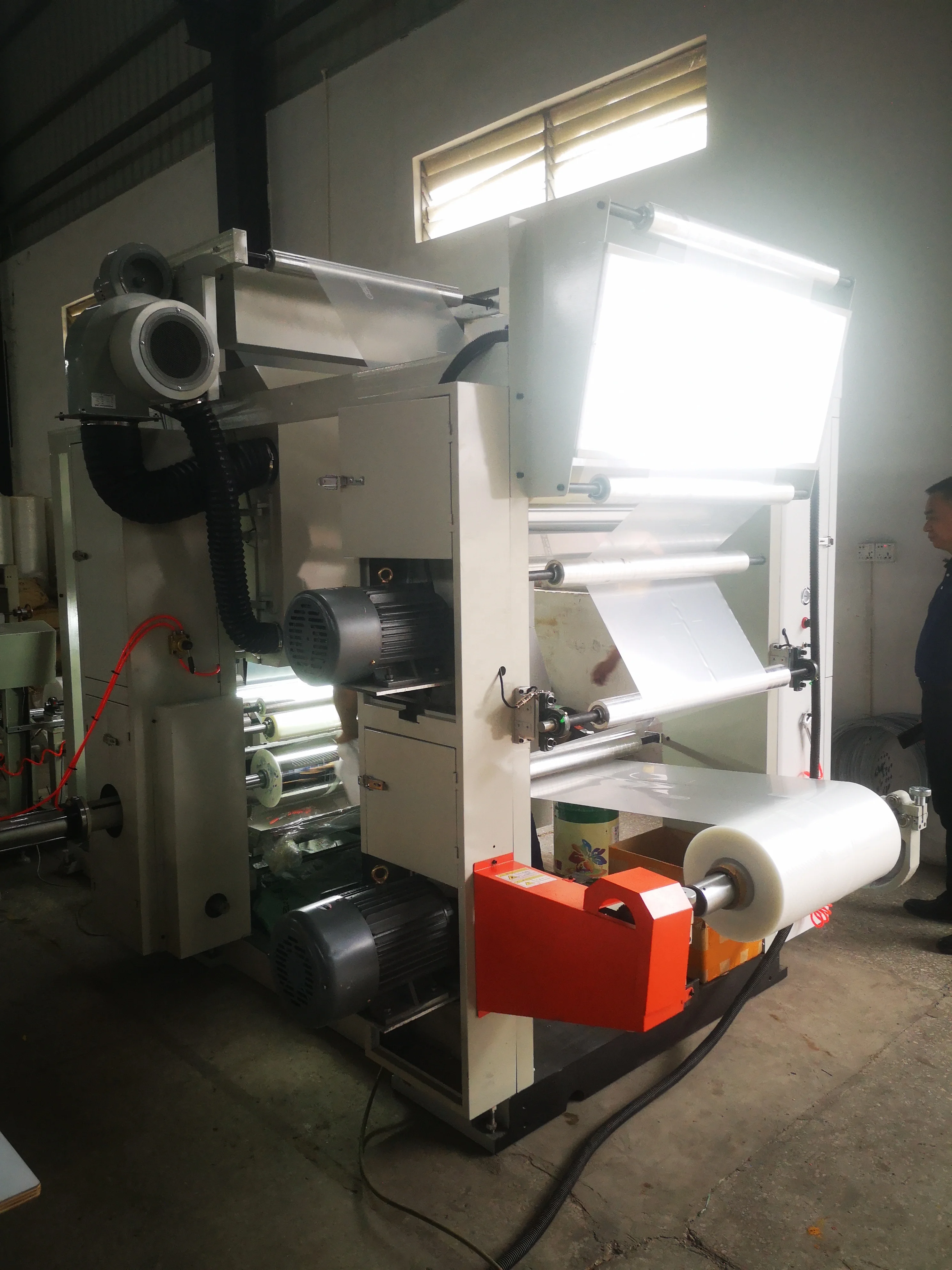 Two 2 color biodegradable film plastic water based ink Gravure Printing Machine