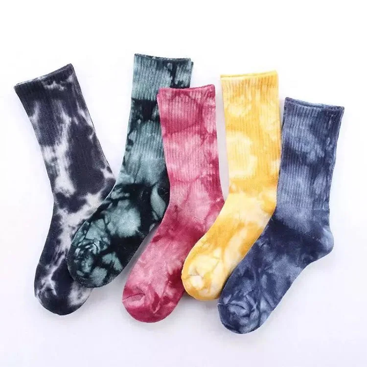  Custom designer embroidery logo Tie Dye Socks Wholesale Terry Cotton Athletic Crew
