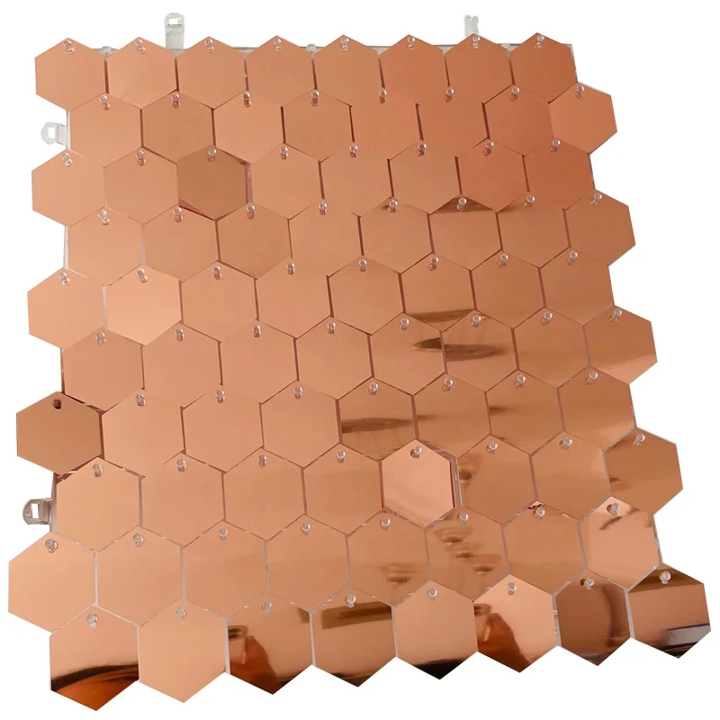 Mermaid hexagonal honeycomb shape wedding events interlocking sequin shimmer wall backdrop panels