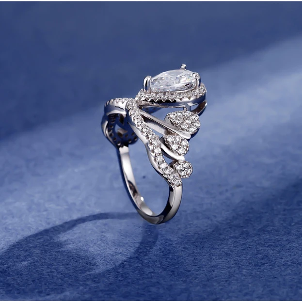Zircon Fine Jewelry Luxury CZ S925 Sterling SIlver 6*8 Big Stone Cubic Zirconia Princess Crown statement Rings for women
