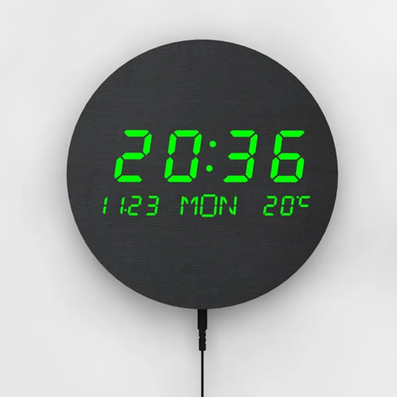 EMAF Factory price USB temperature wooden led wall clock multi-function Electronic digital led wooden wall clock for home office