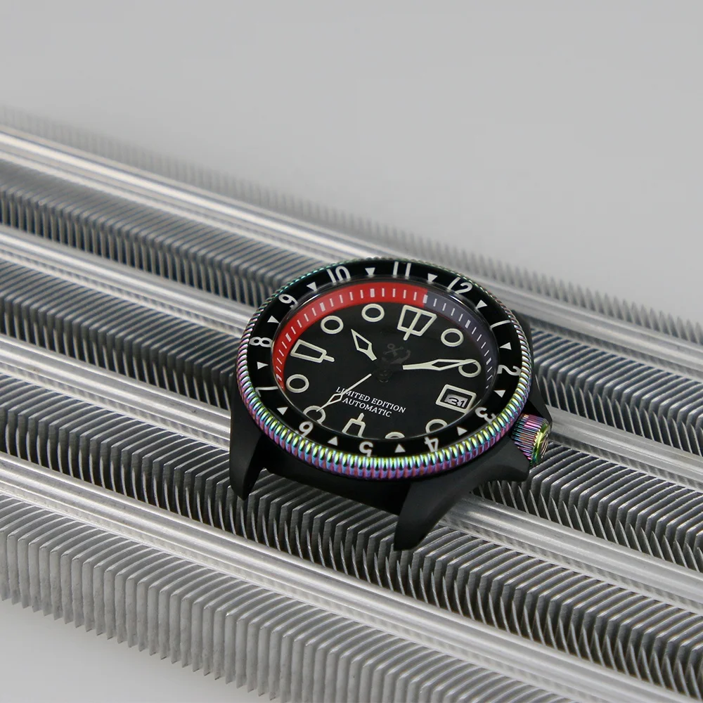 20ATM 007 3H Clock Fit NH35 Movement Swiss Super Luminous With Sapphire Glass Matte Black Diving Wrist Watch Case