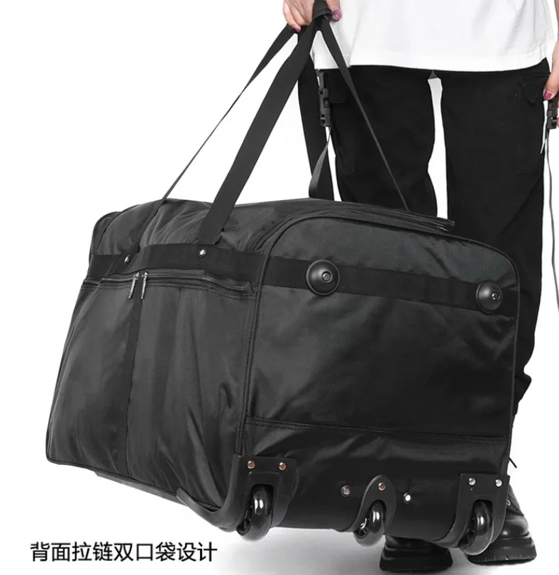 Oversized Rolling Travel Bag with Pull Rod, Oxford Fabric Portable Air Transport Bag for Self-driving and Storage