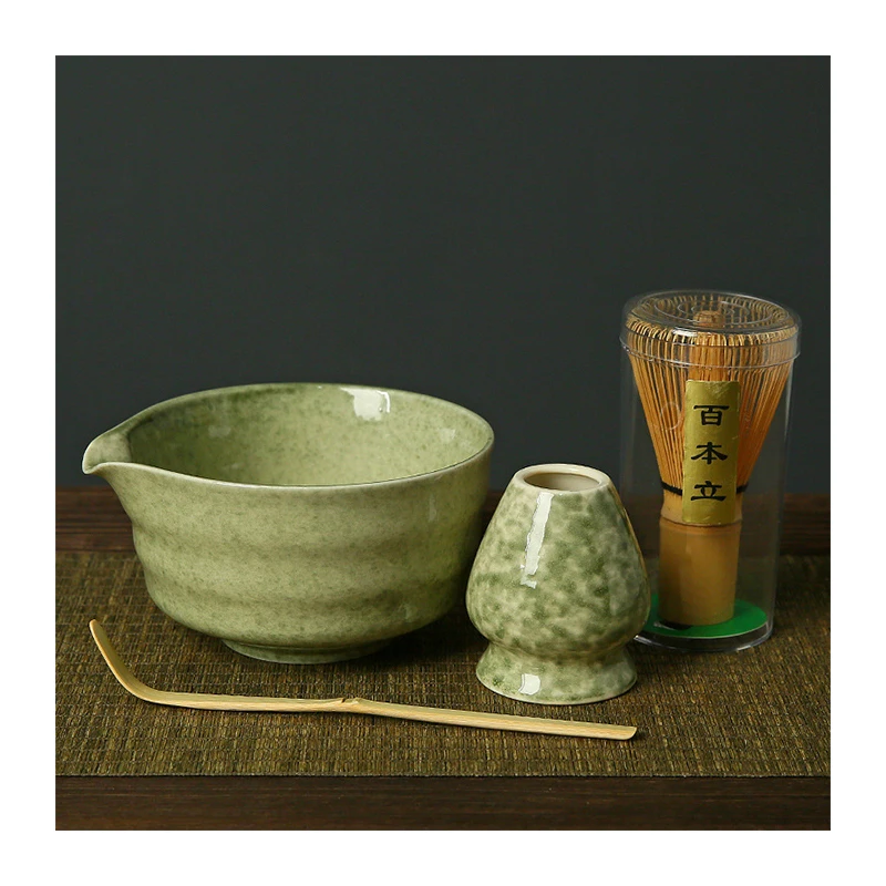 New Arrivals Matcha Japanese Hand Made Bowl Green Tea Bowl With Spout Ceramic Matcha Tea Bowl Whisk Set