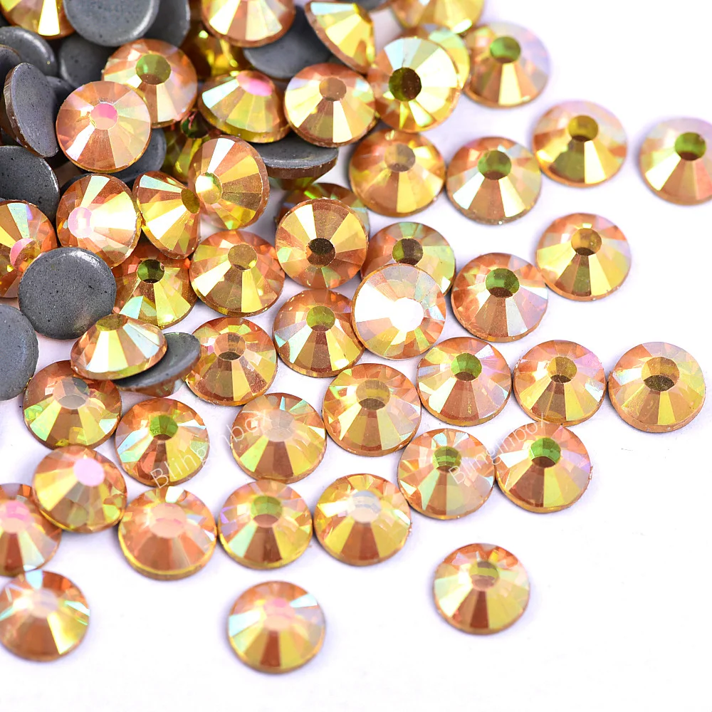 Blinginbox Good Quality Hotfix Rhinestones Transfers Flat Back Strass Iron On Crystals AB Rhinestone For Wedding Dress Clothes