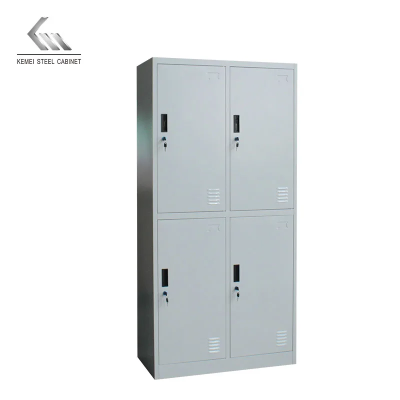 Four 4 Door School Gym Steel Assembled Design Clothes Metal Wardrobe Locker Staff Lockers Steel Wardrobe Locker Storage Cabinet