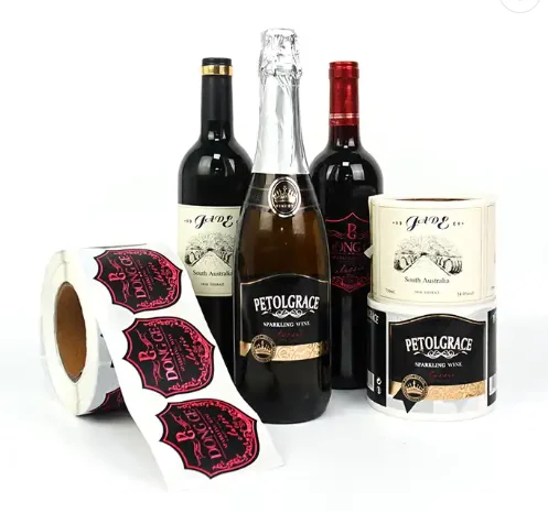High Quality Custom Printed Self Adhesive Vinyl Glass Bottle Packaging sticker Waterproof wine bottle labels