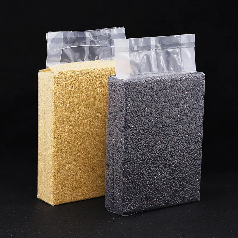 Rice of Bags with Handle Custom Rice Vacuum Packaging Plastic Packing 5kg 10kg 15kg PE Agriculture Heat Seal Gravure Printing