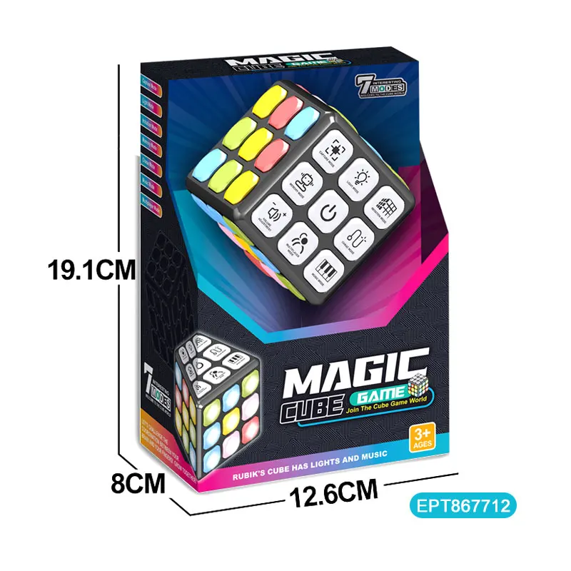 EPT Wholesale Multi-Functional Electric Music & Lights Cube Intelligent Magic Memory Games Flashing Puzzle Cube Toy For Kids