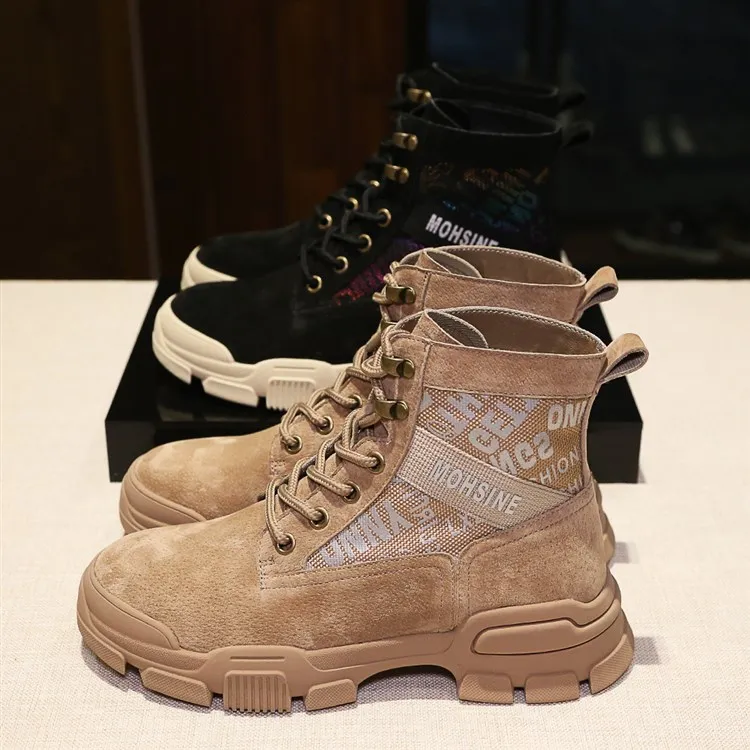 Высококачественные женские ботинки с принтом, увеличивающие рост до щиколотки, Осенние повседневные ботинки