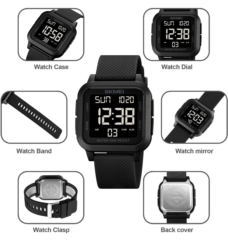 SKMEI 1894 модные китайские мужские цифровые часы Креативный сетчатый ремешок водонепроницаемый секундомер низкий минимальный заказ повседневные