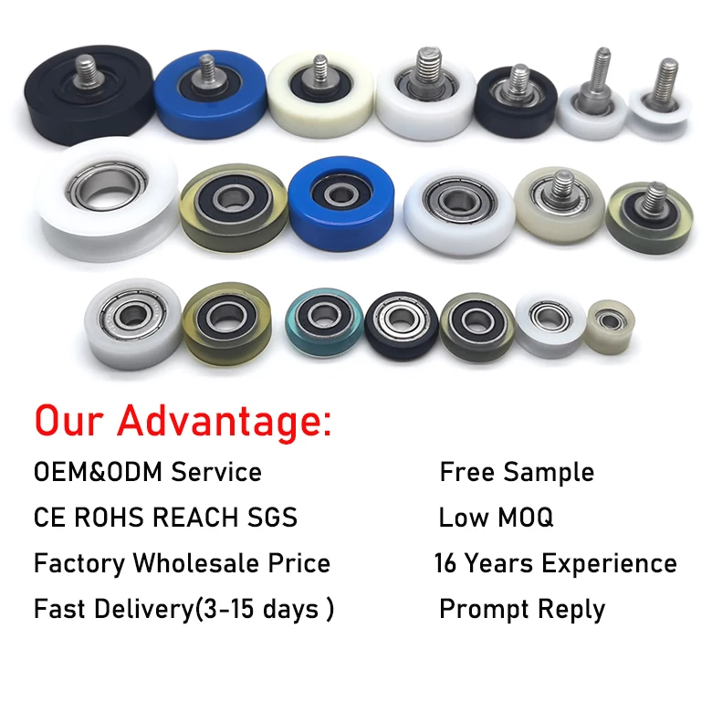 SEMEI conveyor belt scale slide bearing wheel roller PU60826-7 8x26x7mm polyurethane rubber coated rollers bearing wheels