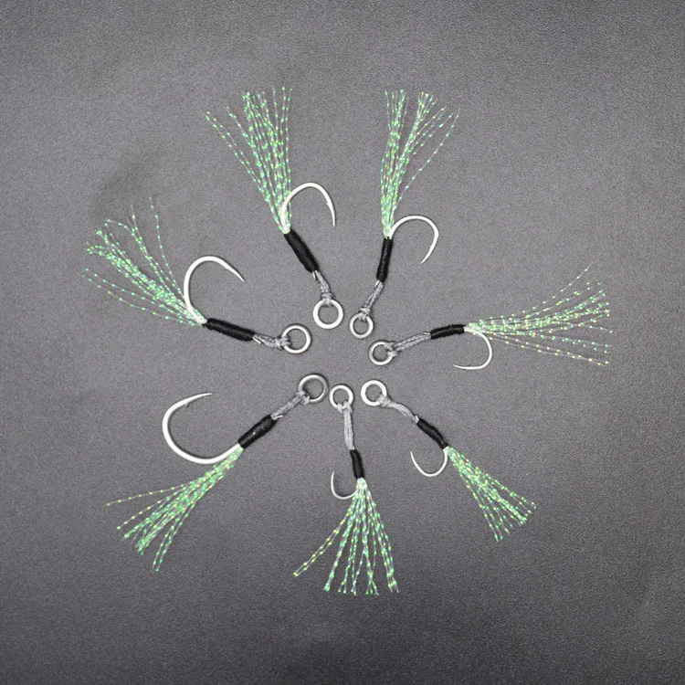 high carbon steel fishing hooks jigging hook fishing assist hooks with barb