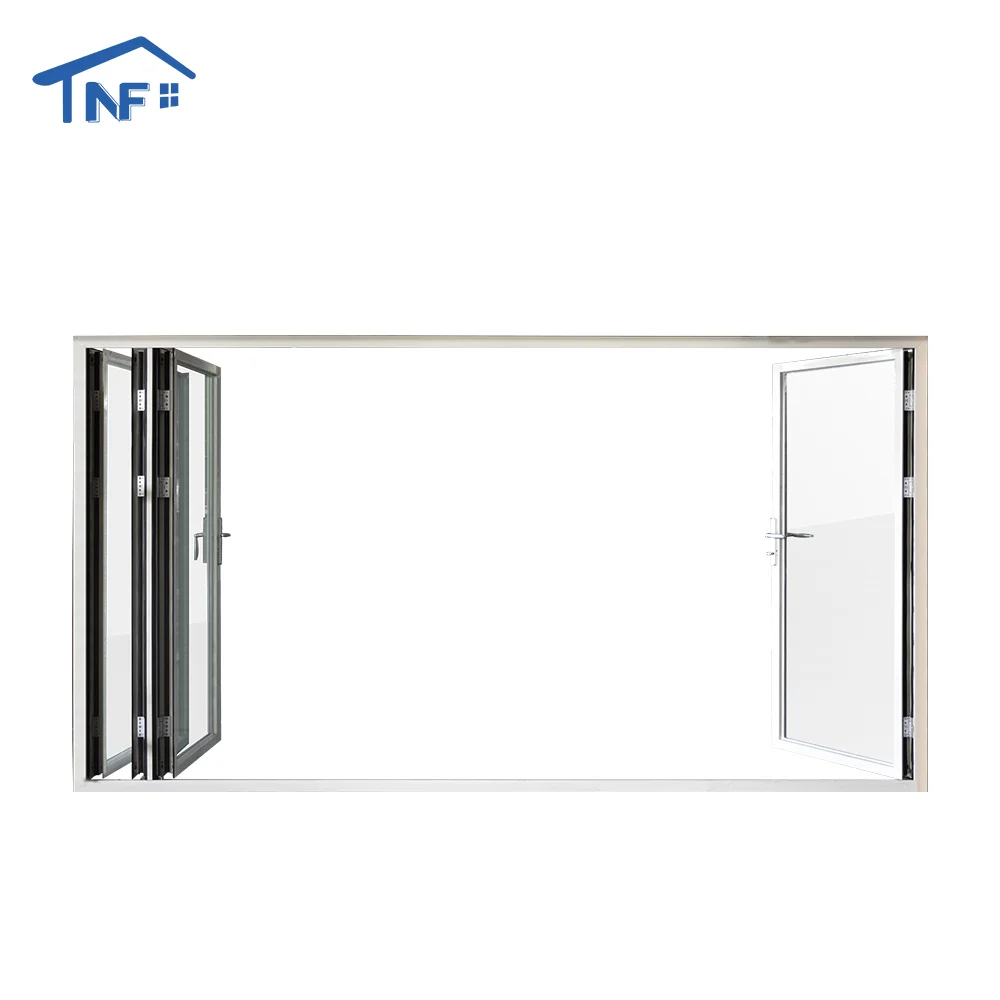 Customized Bifold patio Sliding Bi folding Door Exterior Balcony Aluminum Glass Folding Door