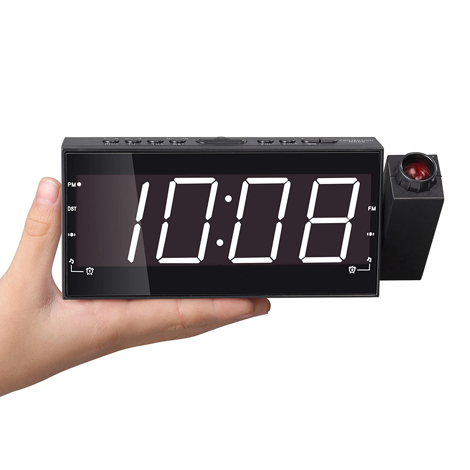 Multifunction Projection Digital Alarm Clock FM Radio with Dimmer, Snooze, Sleep Timer