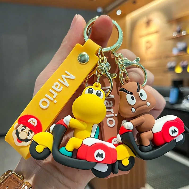 3D Lovely Cartoon Mario Toad Keychain Knapsack Pendant Car Key Accessories Kids Gifts Toys Key Chain Custom Key Rings Decoration