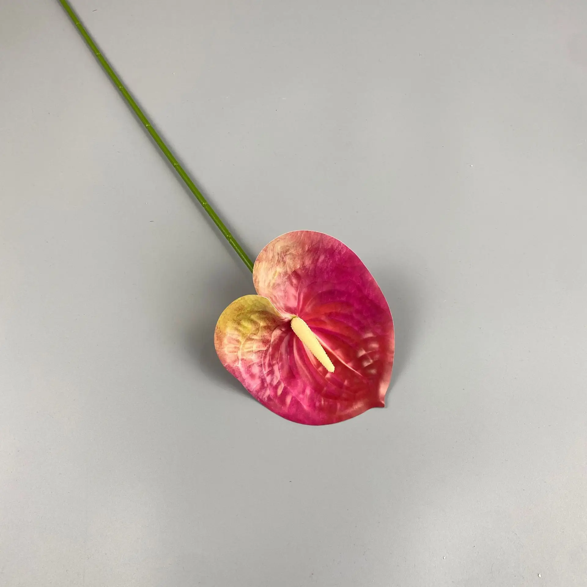 EG-S171 Handmade Single Faux White Green Artificial Anthurium Flowers Real Touch Anthurium Plant Indoor Home Decoration