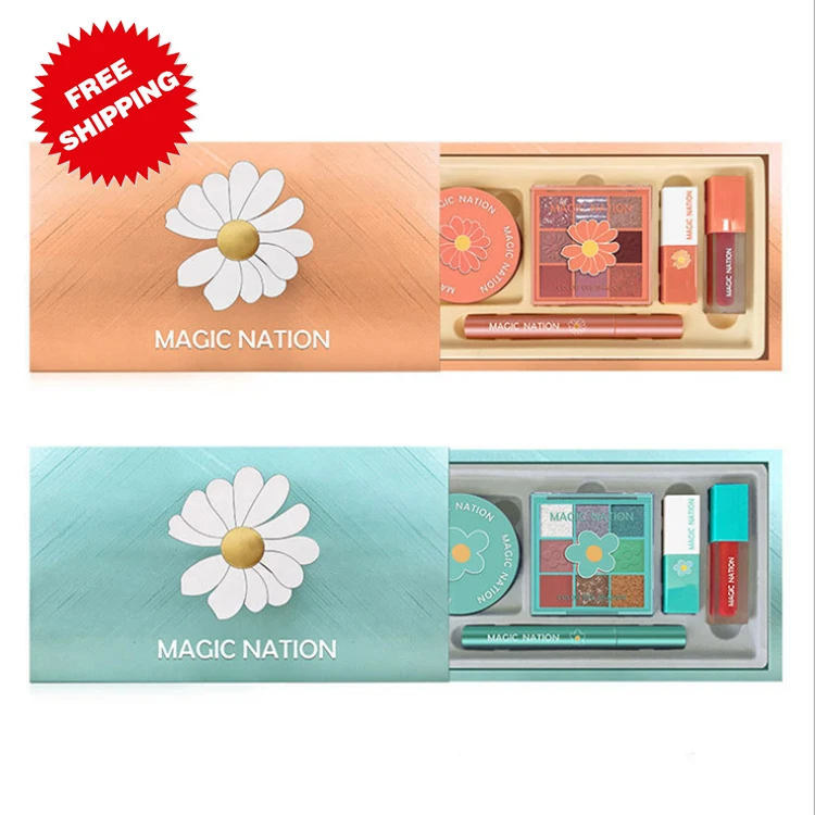 5-piece set eye shadow mascara loose powder lipstick lip glaze women girls combo cheap holiday makeup products set 2021gift box