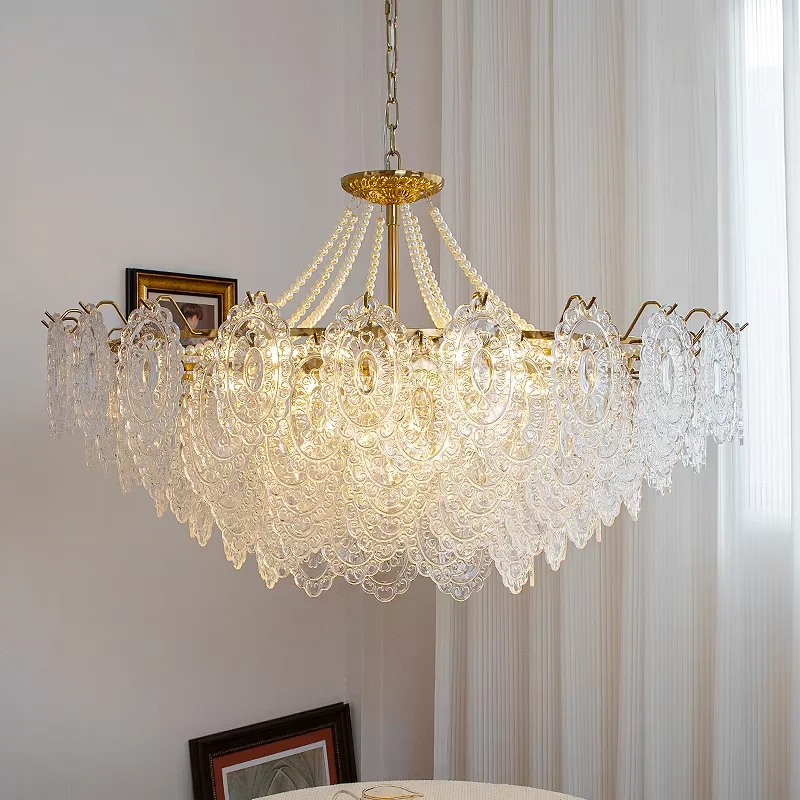 Palace Style Vintage Elegant Art LED Hanging Lamps Luxury Modern Wedding Restaurant High Ceiling K9 Crystal Chandelier