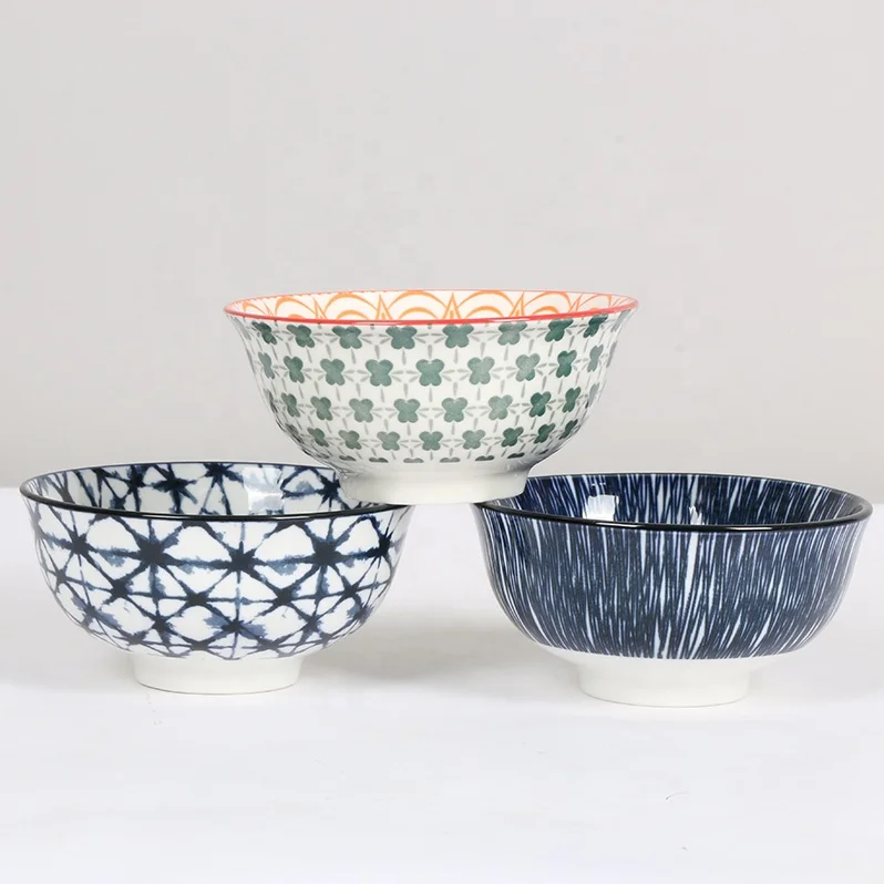 Japanese Rice Bowls Hot Sale 4.5 Inch Porcelain Bowls Customized Design Ceramic Bowls