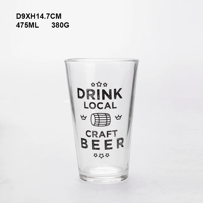Factory Wholesale Custom Logo Shaped Printing  Pint Craft  Beer Glass Cup Water tea juice cup