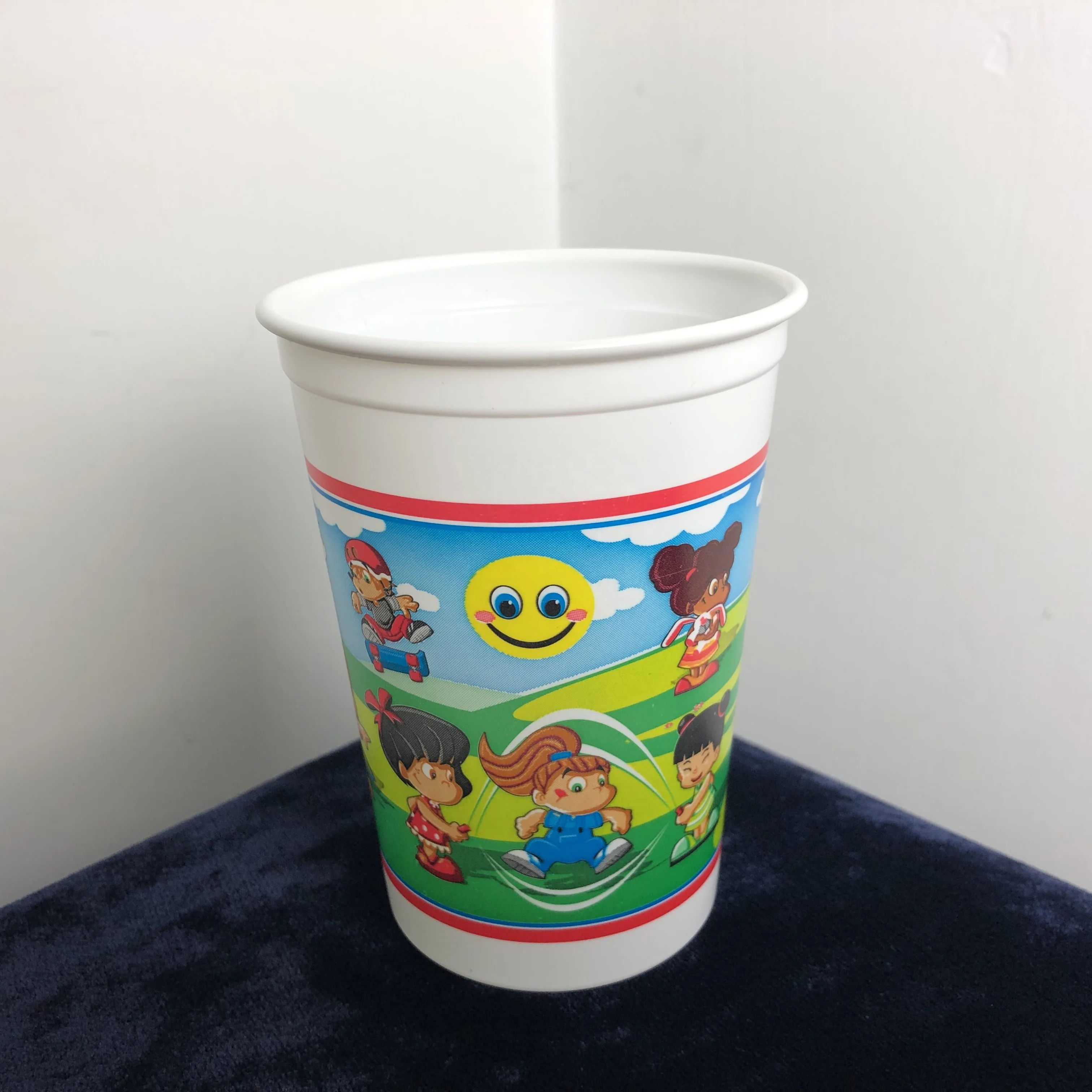 12oz 360ml Disposable Customized Logo Plastic Drinking Water Glass Kid PP Cup With Cover And Straw