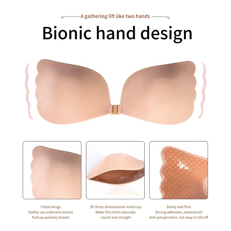 Angel Wings Self-Adhesive Underwear Strapless Breathable Sticky Push-up Silicone Invisible Bra For Wedding dress