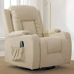 Amazon Hot Sell Modern Recliner Chairs Heated Massage 360 Degree Swivel Single Sofa Seat With Drink Holders Living Room Chairs