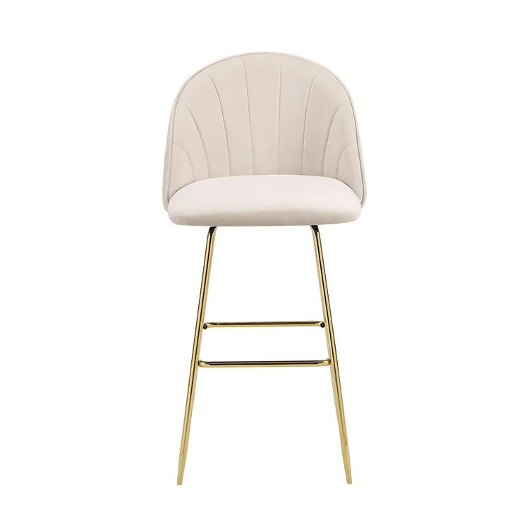 Modern Design European Style Fashion Comfortable Metal Legs Velvet Upholstered Bar Chair