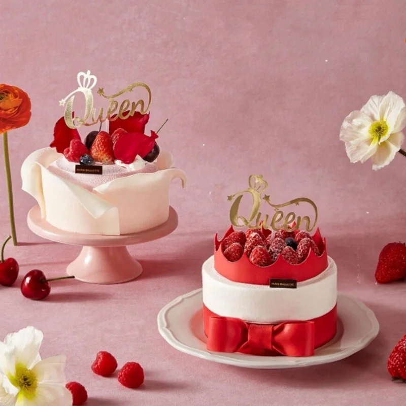 My Queen birthday queen acrylic mirror gold silver cake topper for mom mothers day birthday cake decoration