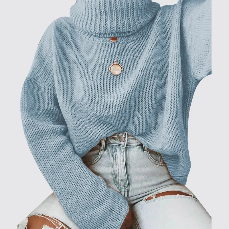 Knitwear Manufacturers Wholesale Winter Warm Slim Turtleneck Women Knitted Pullover Wool Sweater