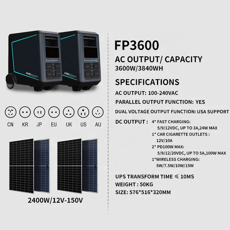 big capacity 3840Wh Quality Assured Portable Solar power Generator Backup Power Station for Mobile Home / Electric Van / Camping