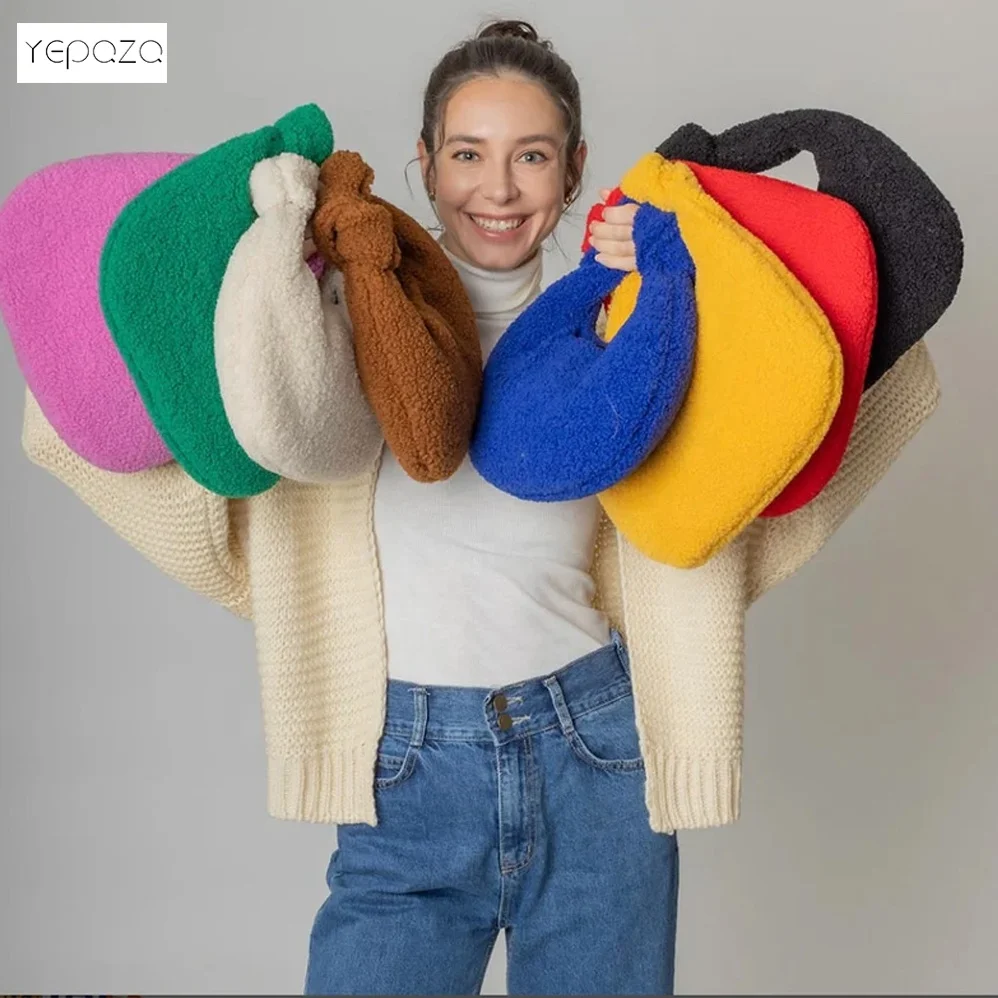 Cute girls gift small custom teddy bear purses stylish Cozy mini Sherpa Tote Hand bag