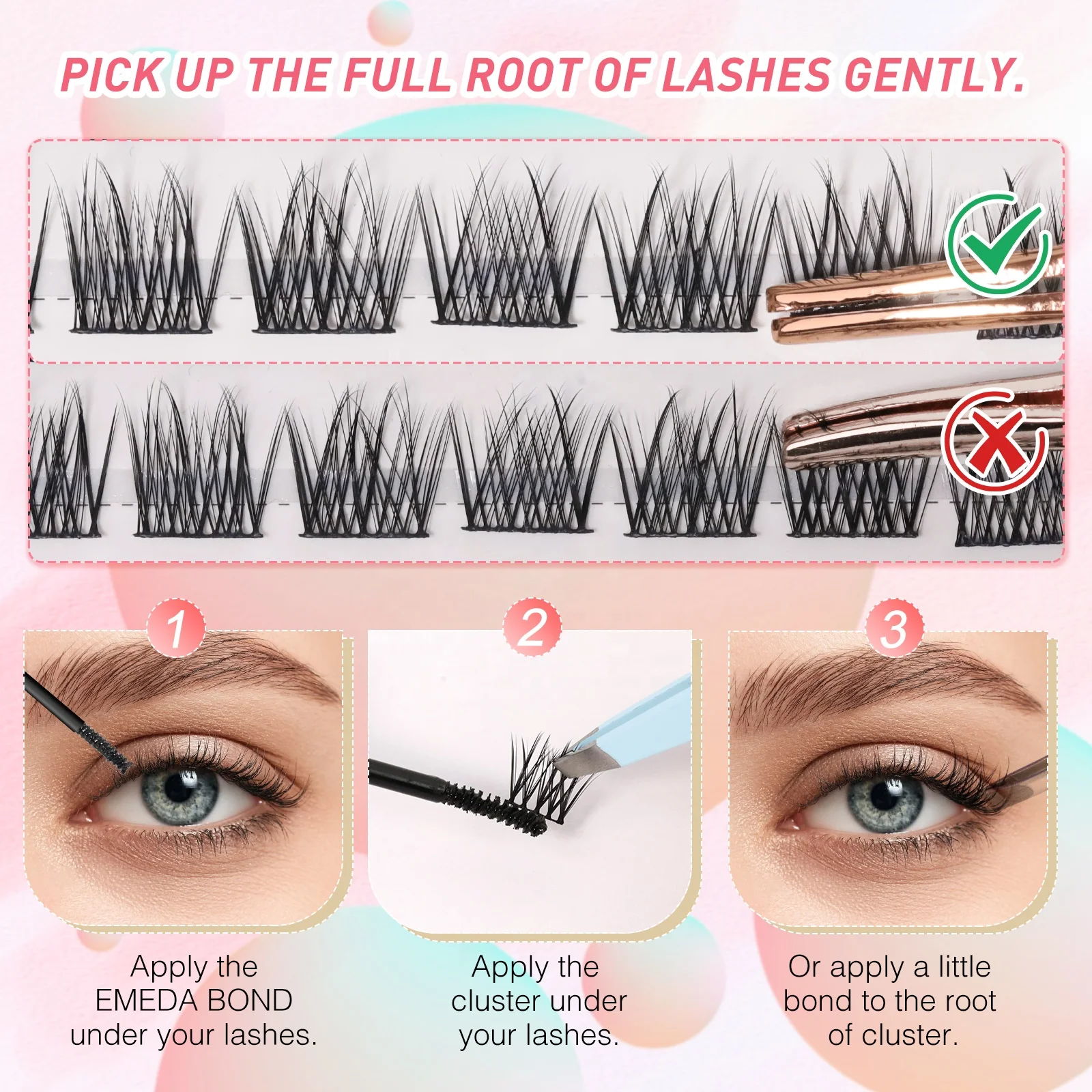 Wholesale individual lash clusters eyelash extention natural diy lash extension kit Pre-cut segment cluster lashes