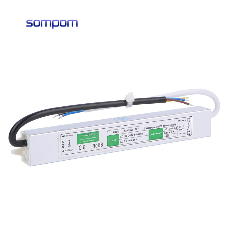 OEM ODM SMPS 12V 3A 36W Светодиодный драйвер IP67 Водонепроницаемый Импульсный источник питания с гарантией 24 месяца